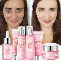 Custom Japan Sakura Producto Rejuvenating Dry Skin Care Set Hidratante Reduce las líneas finas Ilumina el tono de la piel Face Skincare Set