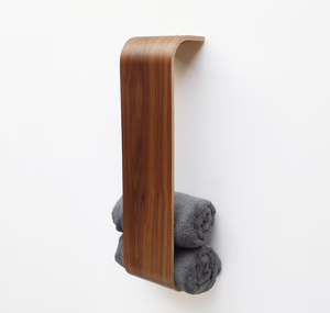 Toallero de <span class=keywords><strong>baño</strong></span> de <span class=keywords><strong>madera</strong></span> curvo 202406, estante de almacenamiento de <span class=keywords><strong>toallas</strong></span> de mano de <span class=keywords><strong>madera</strong></span>, toallero de ducha de spa montado en la pared - Product Image 2