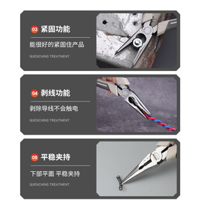 Industrial Grade 6 Inch Carbon Steel Needle Nose Pliers Serrated Jaw Pointed Beak <b>Wire</b> <b>Stripper</b> Multi Purpose - Product Image 3