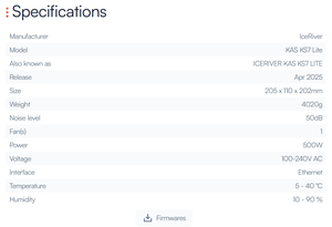 Brandneue Iceriver KAS KS7 Lite 4.2T Kaspa Coin Miner 500W KS7 Lite KAP Miner Low-Power-Lösung - Product Image 6