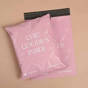 Custom Logo pink polymailer shipping bags for clothing packaging