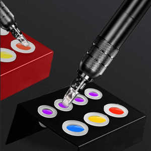 Stainless Steel 7 Holes Tattoo Ink Cup <b>Holder</b> Custom Logo Iron Color Cup Stand - Product Image 1