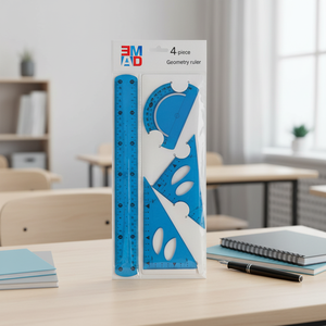 EMDA Juego <span class=keywords><strong>de</strong></span> 4 Reglas Escolares <span class=keywords><strong>de</strong></span> Plástico Flexible <span class=keywords><strong>de</strong></span> Colores, Reglas Transparentes Azules <span class=keywords><strong>de</strong></span> 30 cm para Dibujo, Juego <span class=keywords><strong>de</strong></span> Reglas Promocionales - Product Image 1