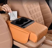 Rehausseur d'accoudoir de voiture en cuir multifonctionnel 4-en-1 avec porte-gobelet et boîte à mouchoirs universel – Vente en gros