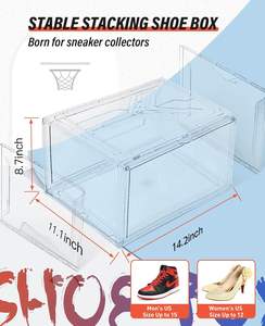Shoe <strong>Boxes</strong> Clear Plastic <strong>Stackable</strong> 10 Pack Sneaker Storage <strong>Boxes</strong> with Magnetic Door, Acrylic <strong>Boxes</strong> for <strong>Display</strong> - Product Image 3