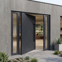 Porte d'entrée de sécurité de luxe moderne en aluminium moulé, pivotante, insonorisée, sur mesure, pour appartement et villa américaine