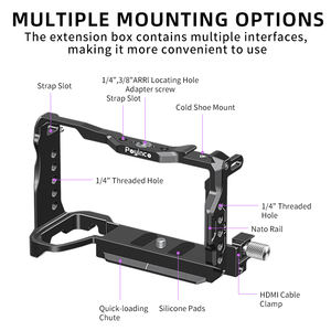 Cage de caméra pour Sony A6700 / Alpha 6700 Cage de caméra vidéo avec trou de localisation 1/4 ''3/8'' Rail OTAN et chaussure froide - Product Image 2
