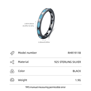 RHR1911 Anelli in Argento Sterling 925 Stile Vintage con Turchese Nero per Uso Quotidiano, Feste, Compleanni, Accessori e Regali - Product Image 4