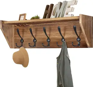 Holz-Wandregal mit Anhänger-Eigenschaften Haken unten für Eingangszugang Küche Badezimmer