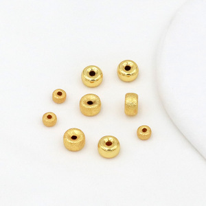 <b>Copper</b>-plated gold frosted wheel bead <b>bracelet</b>/necklace, 18K real gold electroplated beads, sand gold, concave spacer beads D56 - Product Image 3