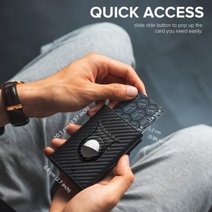 Portefeuille magnétique AirTag best-seller avec finition fibre de carbone, <span class=keywords><strong>porte</strong></span>-cartes fin à trois volets avec protection RFID et pince à billets - Product Image 4