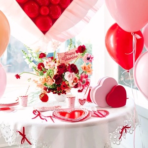 Assiettes en papier jetables DAMAI pour la Saint-Valentin, vaisselle rose et rouge, assiettes en papier en forme de cœur « Be Mine » - Product Image 2