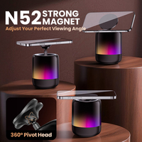 Radio Portátil con Altavoz Magnético RGB, Base Retráctil, 360 °   Soporte para Teléfono con Luz Nocturna y Correa de Emparejamiento TWS con Sonido Estéreo
