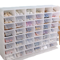 Nouvel Organisateur de Chaussures Pliable 2025 – Conception Monobloc, Installation Facile, Meuble à Chaussures en Plastique PP Empilable, Boîte à Chaussures Transparente avec Porte