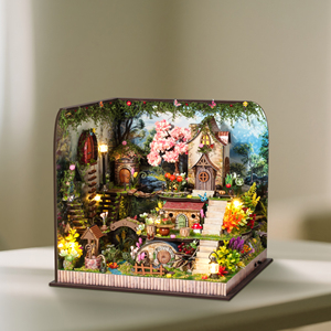 Kit de Jardín de Hadas DIY, Casa Miniatura <span class=keywords><strong>con</strong></span> Luz LED, Kit de Casa Miniatura de Madera para Adultos, Decoración del Hogar - Product Image 1