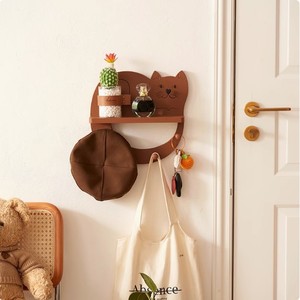 Mới nhất sáng tạo mèo tường móc nhập cửa lối vào áo giá rắn gỗ treo tường kệ lưu trữ chính kệ - Product Image 5