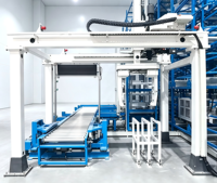 Manipulateur industriel à portique mono-axe avec rails de guidage linéaires, utilisé pour le chargement et le déchargement automatiques
