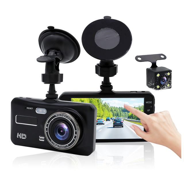 1080P HD Dual Camera Dash Cam 4.0 Inch IPS Touch Screen Car DVR Recorder 24H Parking Monitor G Sensor 1 Year Warranty
