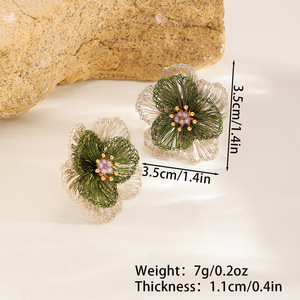 <span class=keywords><strong>Orecchini</strong></span> a Perno Artigianali in Filo di Rame <span class=keywords><strong>con</strong></span> Orchidea Verde, Placcatura in Oro Vero e Perline Ametista Viola, Ideali per Feste - Product Image 3