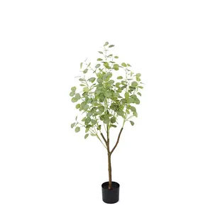 Factory Price Green Plant Bonsai Fake Silver Dollar Silk Leaf Plants Artificial Eucalyptus Tree For Home Garden Decor