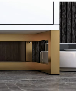 خزانة تلفزيون حديثة كبيرة ، مركز ترفيه خشبي ، وسائل إعلام بيضاء للعيش أو غرفة النوم - Product Image 3