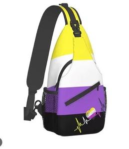 Nonbinary Sling Bag Gay Lgbt Proud Flag Cross Chest Bag Sling Backpack Fashion Hiking Daypack Unisex Chest Shoulder Bag