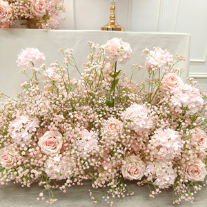 การจัดดอกไม้ประดิษฐ์สีชมพูทรงกลมสำหรับตกแต่งหน้าต่างคริสต์มาส ผ้าดอกไม้สำหรับงานแต่งงาน ของตกแต่งกลางโต๊ะ - Product Image 3