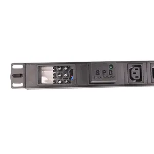 IEC C13 PDU 6 voies 250V 16A protection contre les surtensions remplaçables à chaud terminal sans fil coque en alliage d'aluminium unité de distribution d'énergie