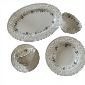 French Style Porcelain Tableware Plant Embossed Floral Heavy Coffee <b>Cups</b> <b>Saucers</b> Dessert Plates Microwave Dishwasher Safe Light - Product Image 6