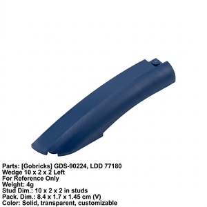 Gobricks – Pièces de blocs de construction en gros GDS-90224 Cale 10 x 2 x 2 extrémité incurvée gauche LDD 77180 compatible avec les briques de construction - Product Image 2