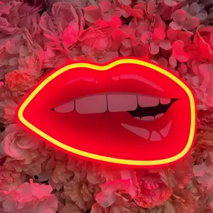 NO quantité minimale de commande 1 set Sexy Red Lips Home Room Decoration LED Mouth Lamp DC 12V Customized Neon Lights 80 Sandwich Shop Wall Advertising L