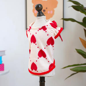 Suéter de Punto para Perro, Diseño de Corazón Rojo, para el Día de San Valentín, de Poliéster de Lujo, Suave y Transpirable, con Mangas con Volantes, para Razas Pequeñas, Color Rojo - Product Image 3