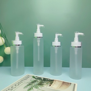 Luxury 200ml 250ml 300ml 400ml Empty PET Clear Frosted <b>Pump</b> <b>Bottles</b> Plastic Shampoo <b>Bottles</b> with Acrylic Gold Ring - Product Image 2