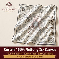 OEM / ODM Bandana carré 100% soie 65x65cm, tissé jacquard, imprimé numérique, motif tropical à lettres, pour femme, style décontracté, mariage, usage quotidien