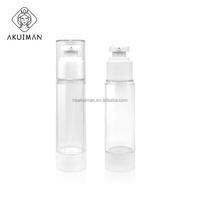 Emballage cosmétique transparent de qualité supérieure, flacon de lotion sans air en forme de cylindre avec pompe à vaporisation fine et bouchon