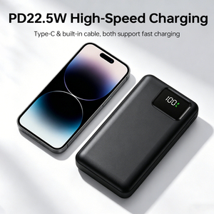 Banco de Energía de 20000mAh con Cables Integrados Tipo-C e iOS, Doble Entrada, Carga Rápida, Pantalla LED, Cargador Portátil - Product Image 6