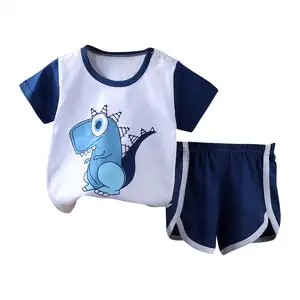 Wholesale Children 7-9Y Boys And Girls Short-Sleeved Shorts Pyjamas Cotton Kids Pajamas Suit Summer Casual Cartoon Unisex 3 Sets