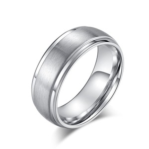 <b>Titanium</b> Steel <b>Ring</b> Frosted Finish Geometric Design Unisex Everyday Wear Jewelry - Product Image 1