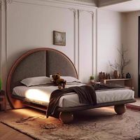 Cadre de lit Queen nordique moderne couleur noyer chêne lit Double King Size lit français en bois massif pour la maison