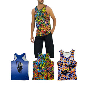 Camiseta sin mangas de poliéster sublimado personalizada con logotipo único bordado, camisetas de baloncesto con lavado ácido para hombre - Product Image 1