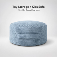 Canapé de rangement pratique pour jouets en peluche pour enfants, pouf en velours côtelé avec housse amovible, écologique, lavable, ouverture zippée pour peluches