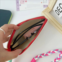 Portable fermeture à glissière étui à lunettes en Silicone souple lunettes lunettes de soleil sac de rangement pochette avec lanière pour voyage
