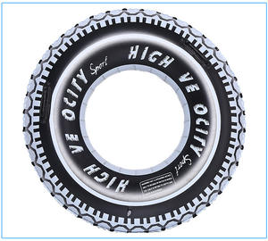 عوامة سباحة للأطفال من البلاستيك PVC على شكل إطار سيارة أسود، حلقة سباحة قابلة للنفخ للحمام - Product Image 2