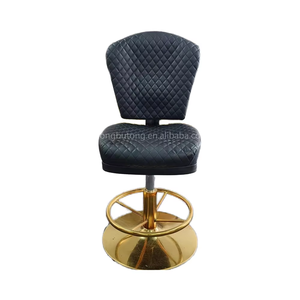 เก้าอี้โป๊กเกอร์คาสิโนหนังสีดำขาโลหะขายส่ง ปรับเอนได้ หมุนได้ 360 องศา พนักพิงสูง - Product Image 1