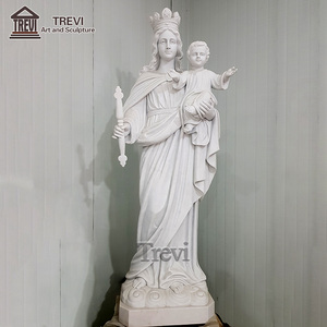 Escultura religiosa popular Estatua de mármol blanco natural de la Virgen Marí<span class=keywords><strong>a</strong></span> y el Niño Jesús - Product Image 6