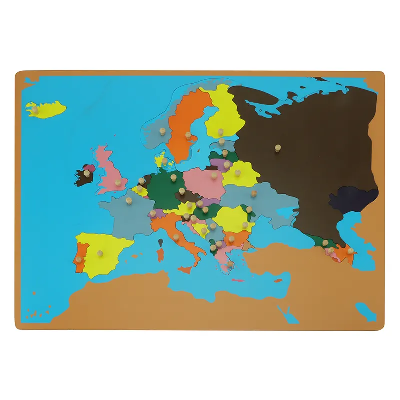 GE013 Puzzle Map of Europe Montessori materials Educational wooden toy equipment montessori for AMI and AMS