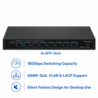 Commutateur réseau 10G SFP+ 8 ports géré, interface web, VLAN, QoS, prend en charge les modules optiques 1G, 2.5G, 10G
