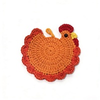 Sous-verre en crochet fait main en forme de poulet, résistant à la chaleur, set de table irrégulier, décoration de cuisine
