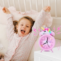 Horloge à Double sonnette licorne pour enfants, réveil avec rétro-éclairage, jolie horloge de bureau, décoration de la maison, cadeaux pour enfants