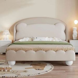 Cama Individual Creamy Cloud para Niños, Diseño Moderno y Minimalista con Almacenamiento de Juguetes Integrado y Adorables Detalles de Osito de Peluche - Product Image 1